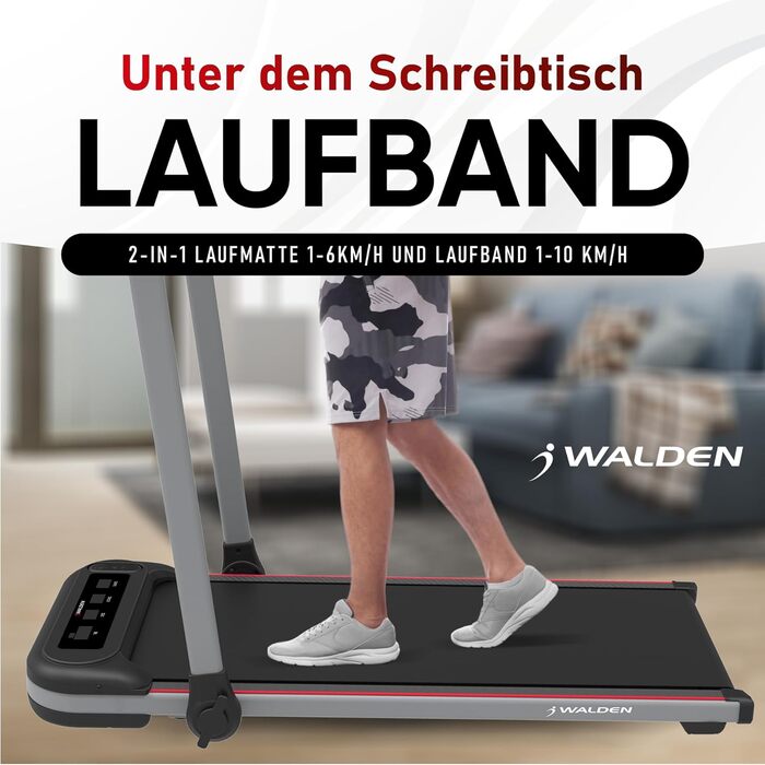 Електричний біговий тренажер для дому Wakingpad, складаний, 1-2.5 PS, 12 програм, LCD-дисплей, 1-10 км/год, F2600DE