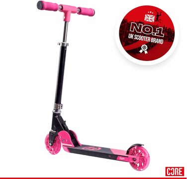 Самокат дитячий CORE Foldy Kinderroller 6-12 років, рожевий, LED-колеса, складаний, регульована ручка