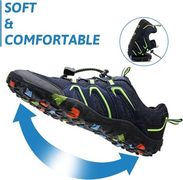 Дитячі трекінгові черевики Littleplum для хлопчиків. Зручні, дихаючі, антиковзкі черевики для активного відпочинку та трейлраннінгу. Розмір 40 EU, темно-синій/зелений.
