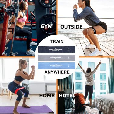 Гумові еспандери sport2people Loop Resistance Bands (3 рівні навантаження) для фітнесу, тренувань ніг, спини та підтягувань (Синій набір)