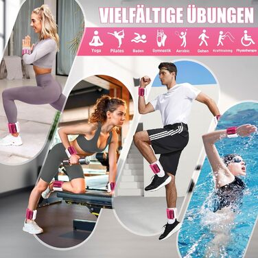 Важільки для ніг та рук BECOJADDE 0.45/0.9 кг (набір 2 шт.) для фітнесу, кардіо, силових тренувань (рожевий градієнт, 1.8 кг пара)