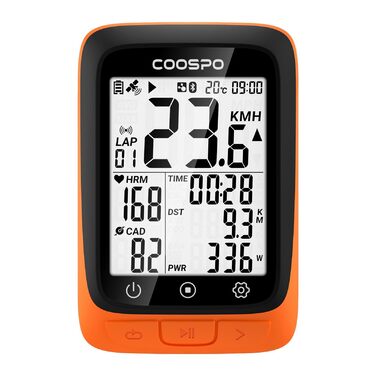 Велокомп'ютер COOPSO BC107 GPS бездротовий з Bluetooth 5.0 та ANT+, LCD 2.4