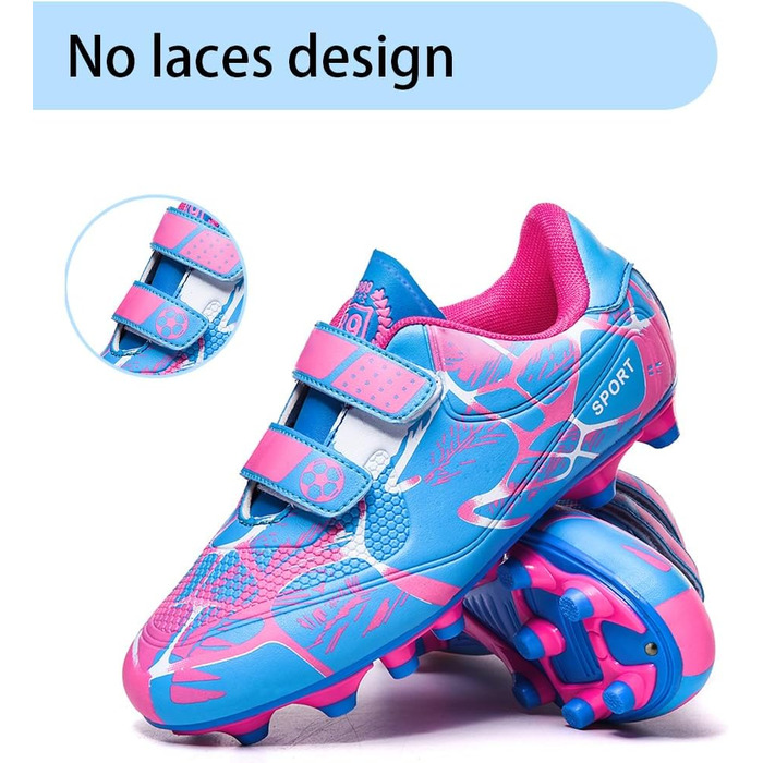Дитячі футбольні бутси для хлопчиків та дівчаток, Outdoor, тренувальні, для штучного газону, шипові, Unisex, 28-37EU (37 EU, Рожевий)