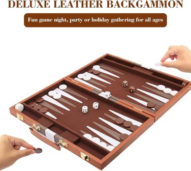 Набір для гри в шашки (бекґеммон) дерев'яний, 15 дюймів, для дорослих та дітей, у кейсі