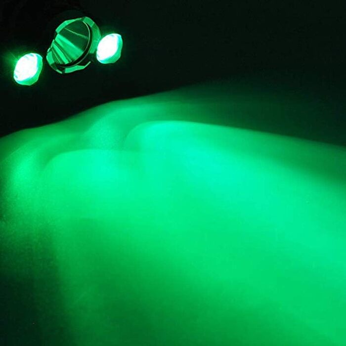 BESTSUN Фронтальний ліхтар налобний LED перезарядна налобний ліхтар USB 5000 Люмен для полювання, роботи, кемпінгу, риболовлі та нічного полювання (біле та червоне світло) (зелене світло)