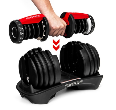 Регульовані гумовані гантелі Sapphire, 1 x 24 кг