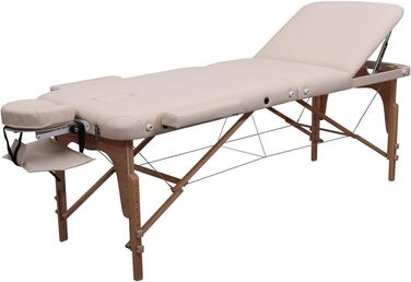 Складаний масажний стіл Zen PhysioTop з натурального дерева, регульований, з ергономічним підголівником, спинкою, бічними підлокітниками та сумкою, кремовий
