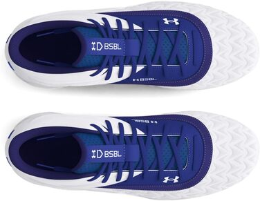 Кросівки-шипові Under Armour Leadoff Mid Rm Jr 3.0 для бейсболу, чорно-білі, розмір 8 Child (400 Royal White Royal)