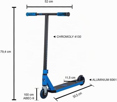 Трюковий самокат NKD Stunt Scooter New Generation (Синій) – Алюміній 6061, ABEC-9, обертовий кермо 360° для фрістайлу