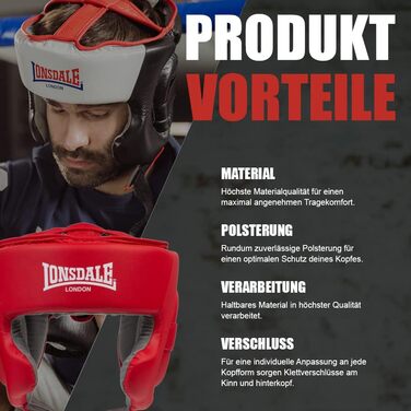 Боксерський шолом Lonsdale Stanford S/M червоно-білий, унісекс