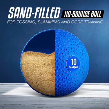 М'яч для ударів Yes4All Medizinball - 6.8/9/11.3/13.6/18 кг - синій, блакитний, помаранчевий, блискучий для силових тренувань