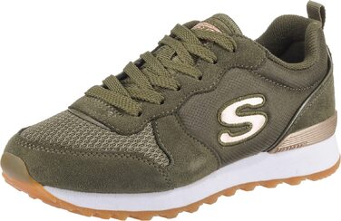 Кросівки жіночі Skechers OG 85 Goldn Gurl оливкові замша/нейлон/сітка з золотистою окантовкою, 38 EU