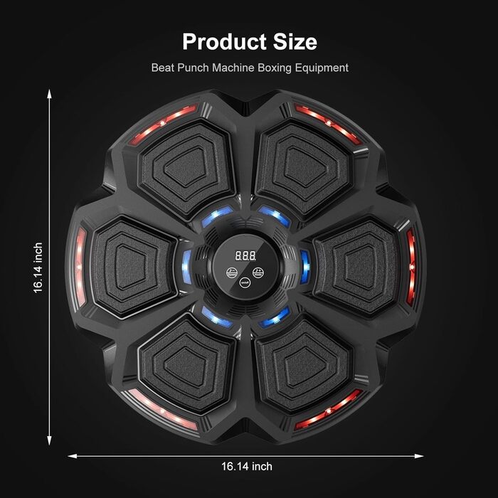 Музична бокс-машина FOOING зі світлодіодами, Bluetooth та рівнями швидкості для дорослих та дітей. Тренувальний пристрій для зняття стресу з боксерськими рукавичками для домашніх тренувань. Інтелектуальне фітнес-обладнання.