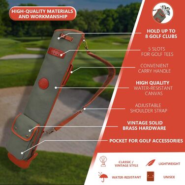 Сумка для гольф-клубів TOURBON з тканини, зелена, для чоловіків та жінок