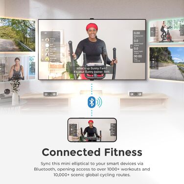 Магнітний міні-еліптичний тренажер Sunny Health & Fitness Smart для дому та офісу, портативний, під стіл, модель SF-E323017