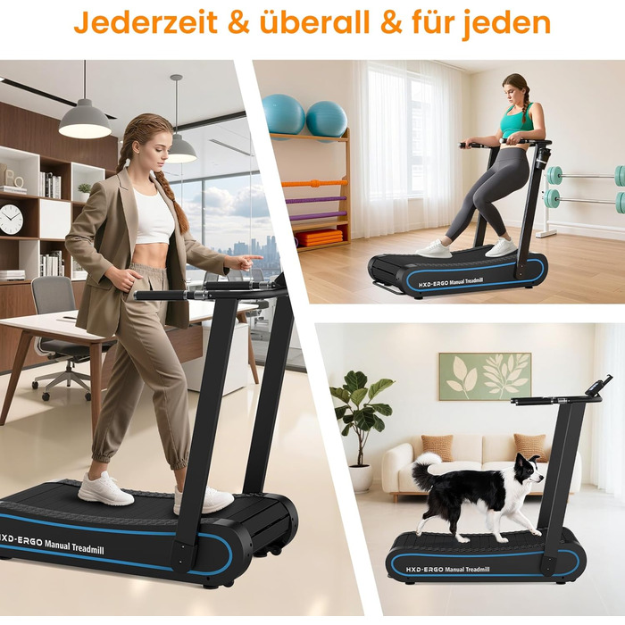 Тренажер для бігу HXD-ERGO для дому, складаний, з LCD-дисплеєм. Немоторизована бігова доріжка 2-в-1 для домашніх та офісних тренувань.