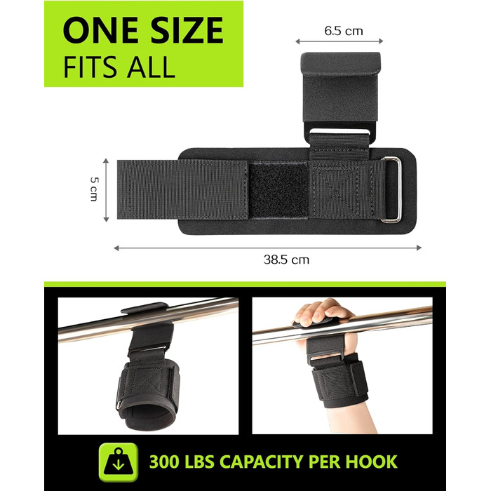 Допоміжні петлі для важкої атлетики Zughilfen – петлі для підйому штанги з захистом зап'ястя, 212 кг, для чоловіків та жінок