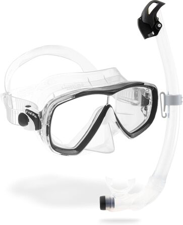 Маска для снорклінгу Cressi Estrella + трубка Seal Dry (комбінований набір, прозора/чорна)