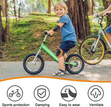 Набір наколінників Kinder 6 в 1: захист для колін, ліктів та зап'ясть. Підходить для скейтбордингу, роликів, самокатів та велосипедів (помаранчевий)