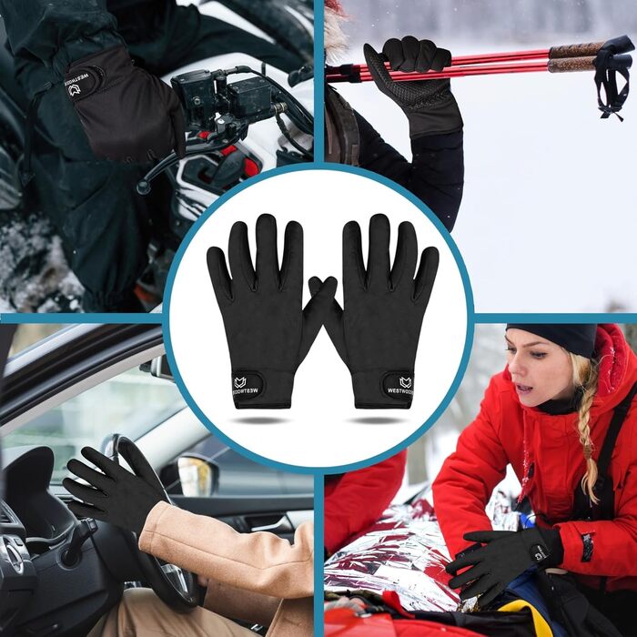 Велосипедні рукавички Westwood Fox: теплі зимові рукавички з водонепроникним екраном, вітрозахисні термо-рукавички для чоловіків та жінок, чорний колір, розмір L