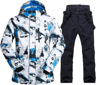 Комплект гірськолижний чоловічий HOTIAN: куртка та штани, зимовий костюм, водонепроникний, вітронепроникний, синій+чорний