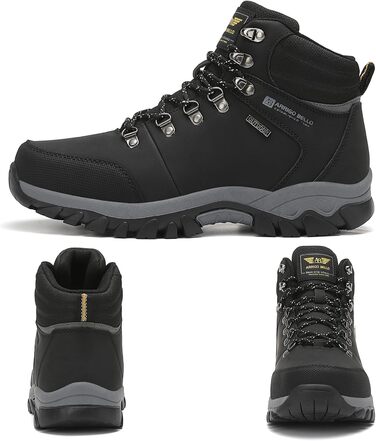 ARRIGO BELLO Зимові черевики для чоловіків: зимові чоботи, чоботи від снігу, утеплені, робочі черевики, для роботи та походів, розмір 41-46, G1, чорний, 43 EU