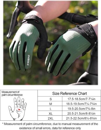 Велосипедні рукавички INBIKE для чоловіків, 2 пальці, сенсорний екран, ударостійкі, дихаючі, IHC406 (зелені, S)