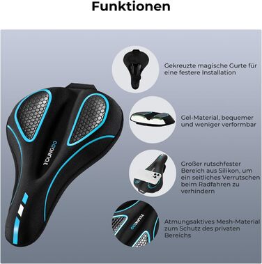 Накидка на велосипедне сідло YOUNGDO, ергономічна гелева накладка, м'яка та комфортна з захистом від дощу, для жінок та чоловіків (блакитна, вузька)