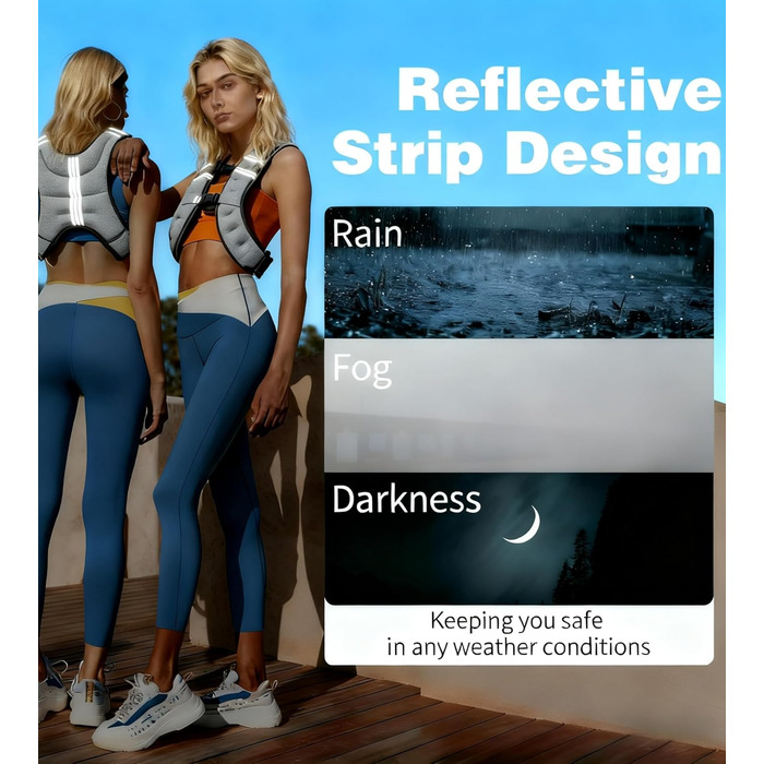 Вага для тренувань (вага жилет) 3 кг / 5 кг з світловідбиваючими смугами та регульованими ременями, сірий