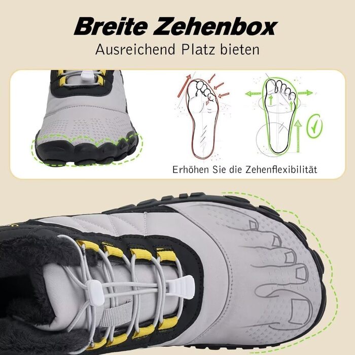 Зимові черевики IceUnicorn: теплі, з підкладкою, для жінок та чоловіків (42 EU, чорний/сірий)