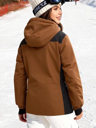 Водонепроникна зимова куртка FREE SODIER для жінок, тепла флісова підкладка, капюшон, зварні шви, колір: гірчичний (XL)