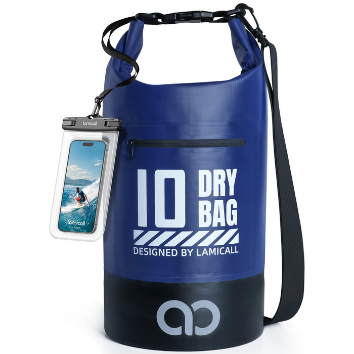 Водонепроникний рюкзак-сумка Dry Bag Lamicall 10 літрів, блакитний - міцний, з водонепроникним чохлом для телефону