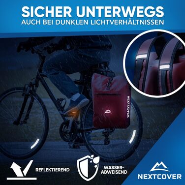 Велосумка Nextcover NEU 3в1 для багажника Aquashield, 25 л, водонепроникна, рюкзак і сумка через плече, червона