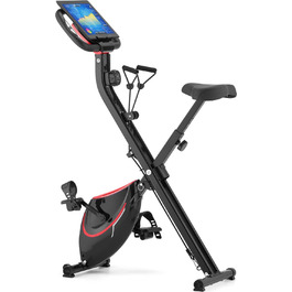 Гімнастичний тренажер Gymtek FX600: складаний велоергометр для дому, до 120 кг, 8 рівнів опору, LCD дисплей (чорний та червоний)