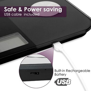 Цифрова вага-аналізатор жиру Uten з Bluetooth, додатком, 180 кг, чорна