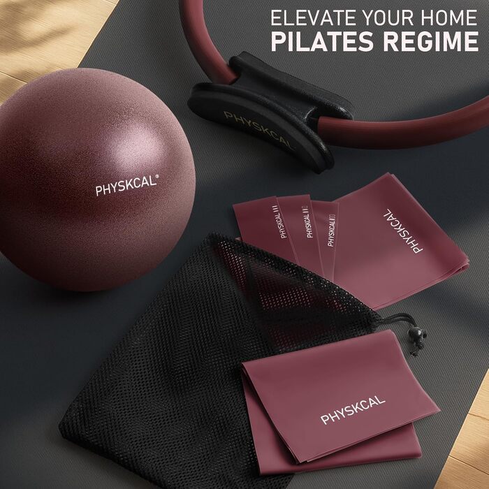 Набір для пілатесу: кільце 38 см, м'яч, гумки для фітнесу | Набір для занять пілатесу вдома (сливовий фіолетовий)