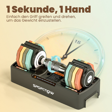 Регульований набір гантелей, гантелі від 1 до 5 кг з швидкою зміною ваги та підставкою, неслизькі ручки, компактне зберігання