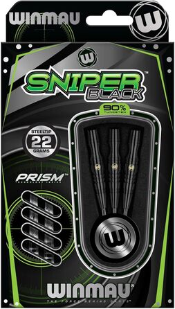 WINMAU Sniper Black професійний вольфрамовий дартс-набір з оперенням і стрижнями