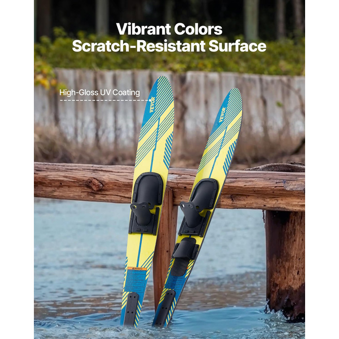 Wasserski VEVOR 150 см з регульованими кріпленнями X-7 та м'якою задньою пластиною, водолазний комплект для дорослих до 136 кг