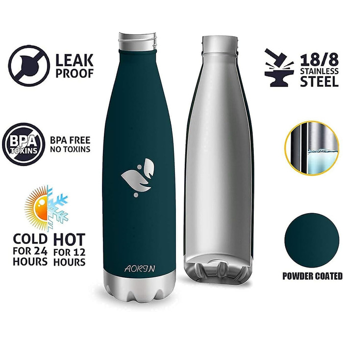 Термос-пляшка AORIN вакуумна, ізольована, 350/500/750 мл, BPA-Free, зберігає холод 24 год, тепло 12 год, для дітей, школи, спорту, фітнесу, велосипеда