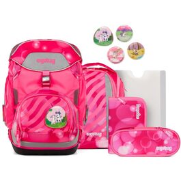 Ергономічний шкільний рюкзак ergobag Schulranzen-Set — комплект із 6 предметів для 1 класу початкової школи, рожевий, унісекс