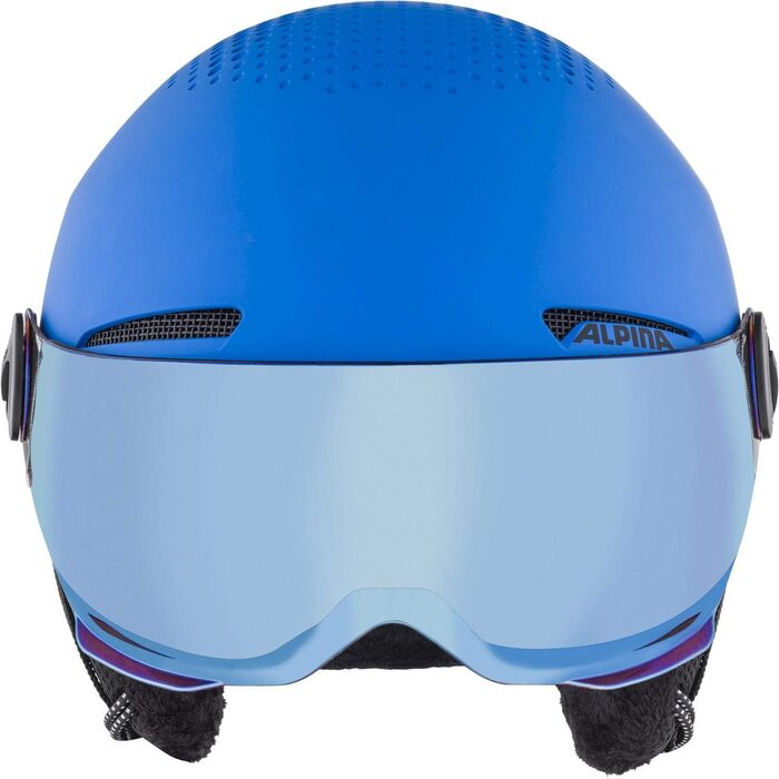 Дитячий лижний шолом Alpina Zupo Visor Q-Lite з посиленим контрастом, легкий, з візором, синій матовий, розмір 54-58 см