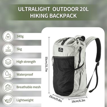 Туристичний рюкзак Naturehike Rock 60/40/20+5 л з внутрішнім каркасом для кемпінгу, подорожей, хайкінгу, білий