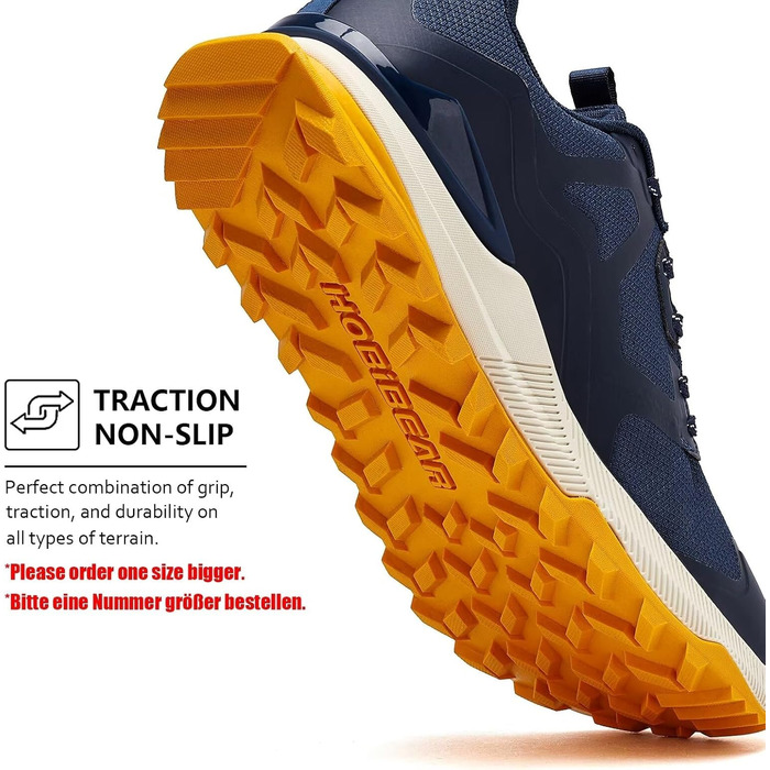 Чоловічі кросівки для трейлраннінгу HOBIBEAR | Трекінг, хайкінг | Широкий носок, не слизькі | Синій (40 EU)