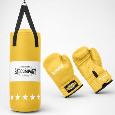 Дитячий боксерський набір Bad Company: боксерська груша 55x25 см + рукавички 8oz (жовтий)