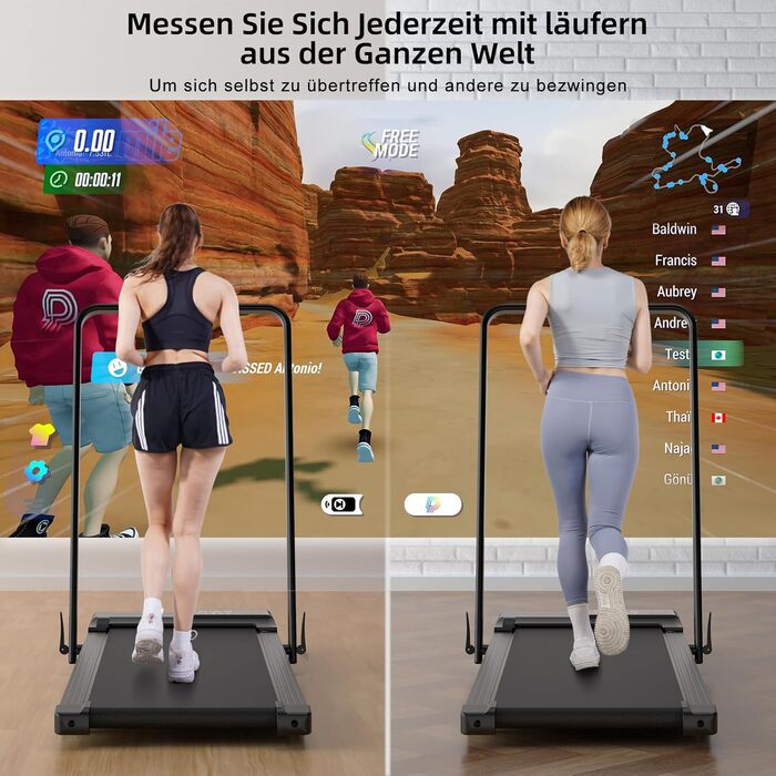 Бігова доріжка Lacuffy Walking Pad для дому, складана, з APP-керуванням, KI-тренуванням, для 136-158 кг, для багатокористувацьких забігів