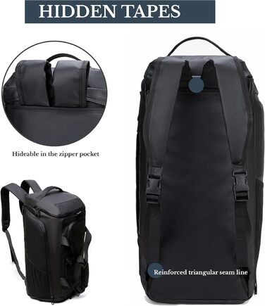 Спортивна сумка 3в1 з відділенням для взуття та мокрих речей – 45L, велика дорожня сумка для фітнесу, подорожей, плавання, сауни та футболу (для чоловіків та жінок)