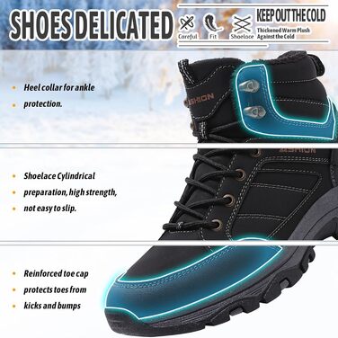 Черевики для хайкінгу Littleplum Wanderschuhe, чоловічі трекінгові черевики, легкі outdoor-черевики, зимові черевики, розмір 43 EU, чорно-сірий