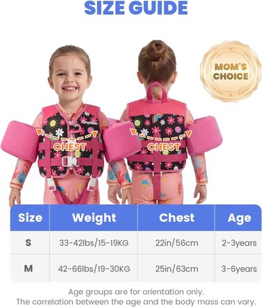 Дитячий рятувальний жилет Gogokids для плавання (2-6 років, 14-30 кг), рожево-чорний, з регульованими ременями