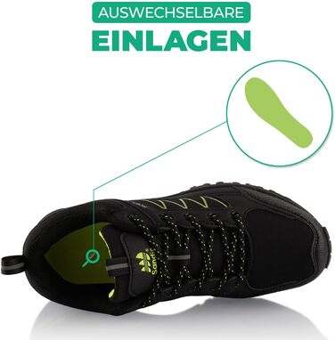 Туфлі для хайкінгу/трекінгу для жінок та чоловіків, Softshell, Trail Running, чорний, зелений (46 EU)